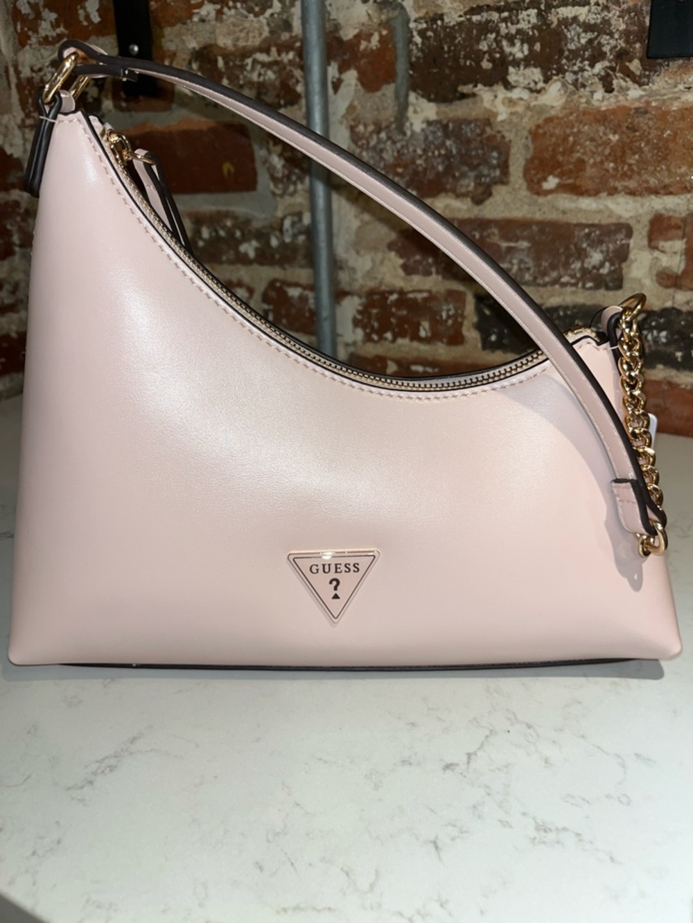 Guess Pale Pink Shoulder Bag with Gold Hardware NWT